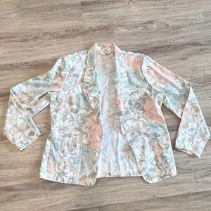 Vintage retro muted pastel floral blazer